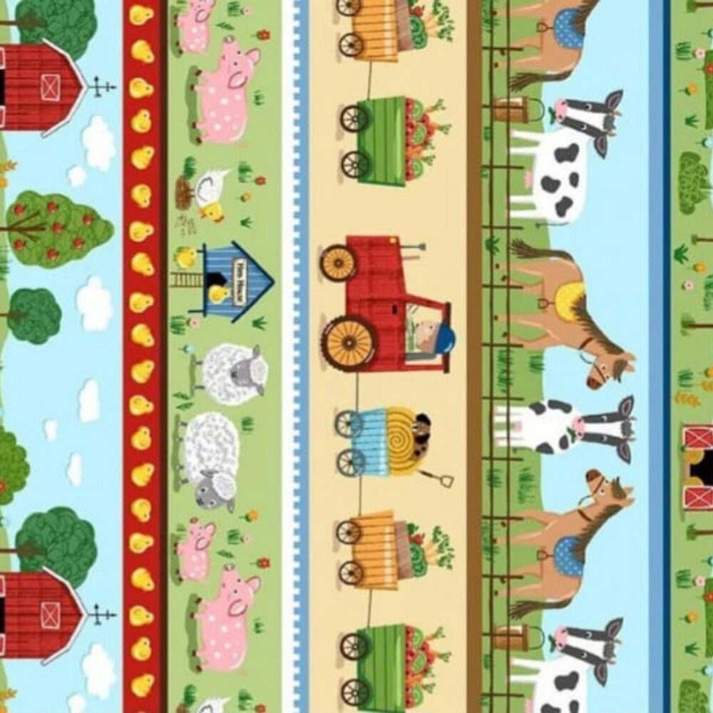Out to Pasture (Green) - Down on the Farm Collection by Michael Miller Fabrics